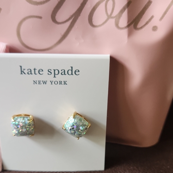kate spade Gold-Tone Iridescent Glitter Square Stud Earrings - Picture 2 of 3